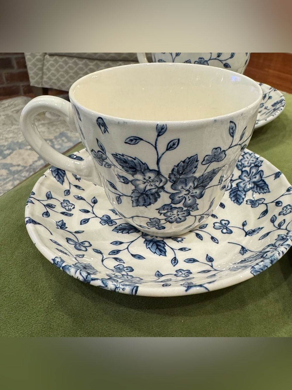 cup and saucer botanical illustration of the Royal Tudor Bouquet grindley